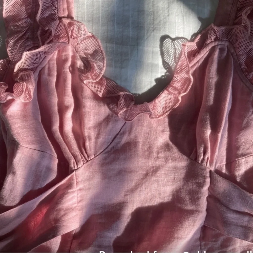 Free People Oh So Sweet Lavender Pink Backless Linen Dress, Sz XS
